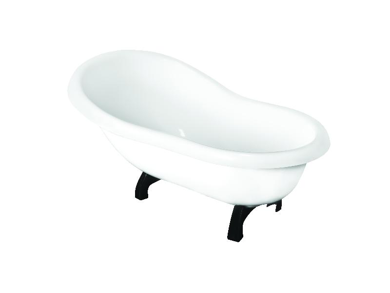 dětská vanička ze sanitárního kompozitu OTYLIA MINI 850 x 470 mm, bílá barva, černé nohy