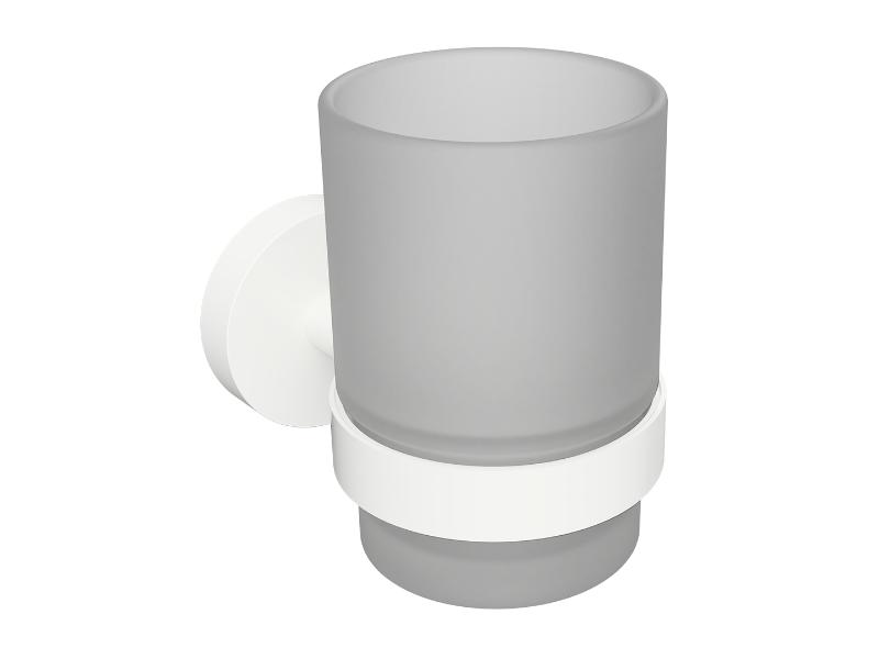 Držák kartáčků, sklo, 70×95×105 mm, barva bílá