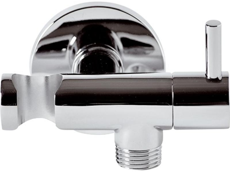 Vývod ze zdi s držákem ruční sprchy a uzavíracím ventilem