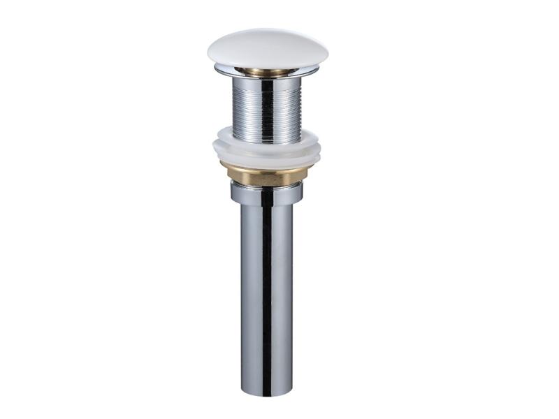 umyvadlová výpusť, click-clack, zátka bílá keramika, pro umyvadla bez přepadu