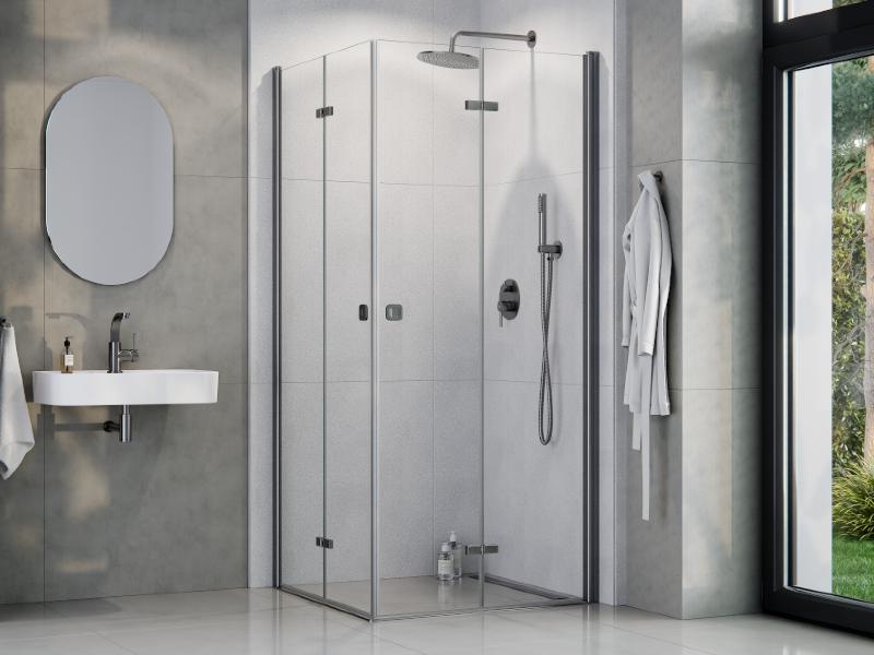 EXO-H GRAFIT, čtverec 80 × 80 × 195 cm, barva grafit, čiré sklo