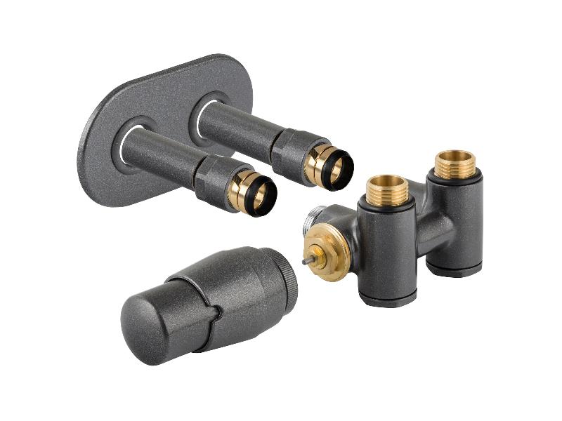THERMCOMB-SET-LA, středový ventil s připojením pro el. tyč, barva antracit, komp. set, levá varianta