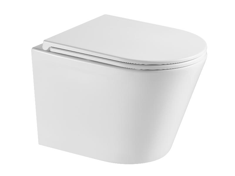 OVALE BASSO TORNADO závěsné wc + FLAT sedátko soft-close, oválný, 51,5×35,5×36,5 cm