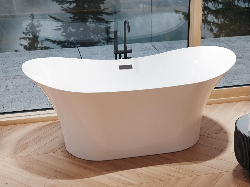 vana volně stojící AMBER, 1700 × 800 mm, bílá barva, sifon chrom