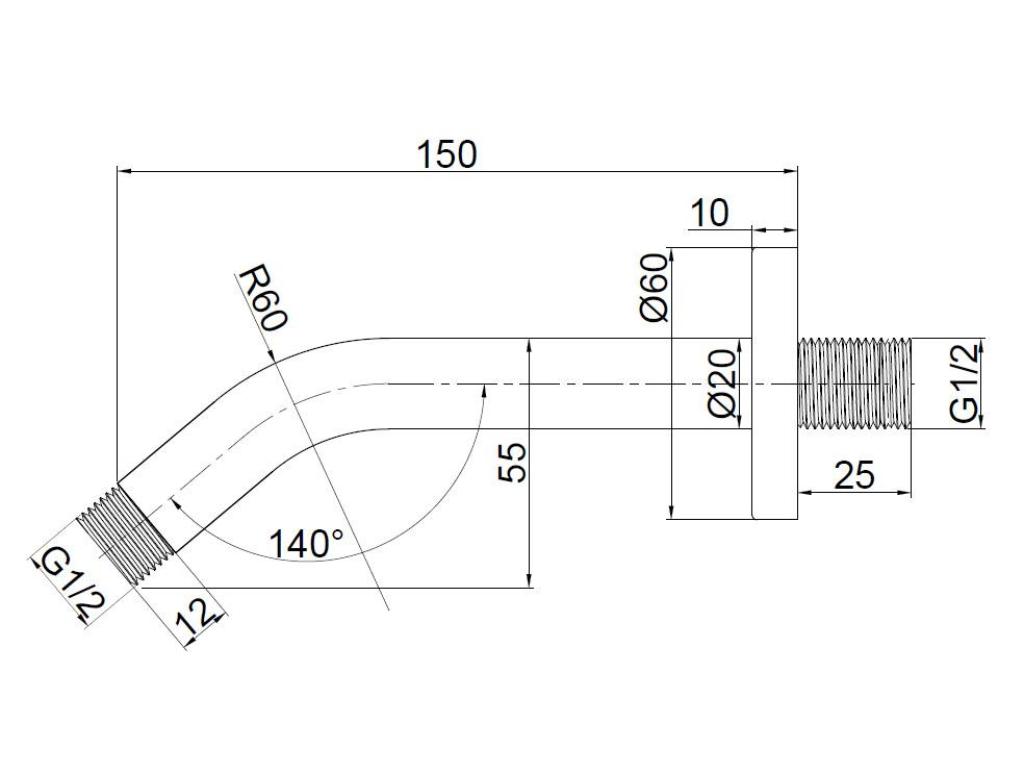 5925-drzak-hlavove-sprchy-ze-zdi-kulaty-delka-150-mm