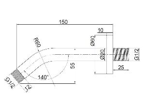 5925-drzak-hlavove-sprchy-ze-zdi-kulaty-delka-150-mm