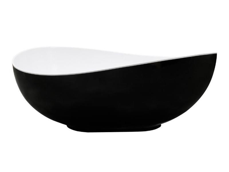 vana volně stojící z litého mramoru SIYA 1715 x 1100 mm, černá/bílá barva, bílý sifon