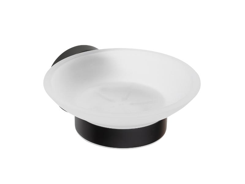 Mýdlenka skleněná, 110×55×129 mm, barva černá