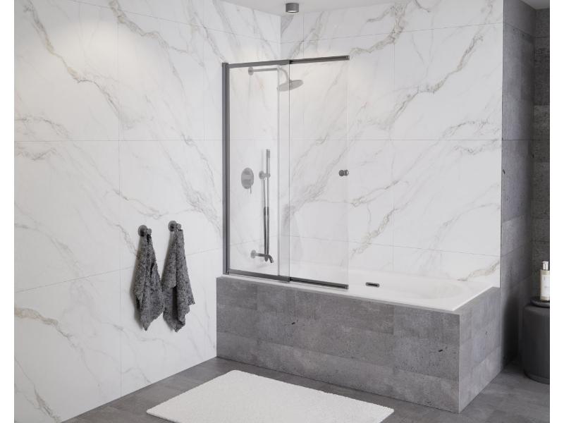 EASY SLIDE GRAFIT, vanová zástěna 100 × 150 cm, barva grafit, čiré sklo