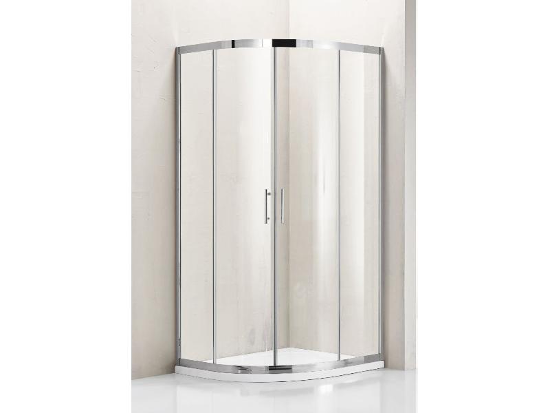 set MATARO INOX 90x90x195 cm (nerez, čiré) + vanička z litého mramoru