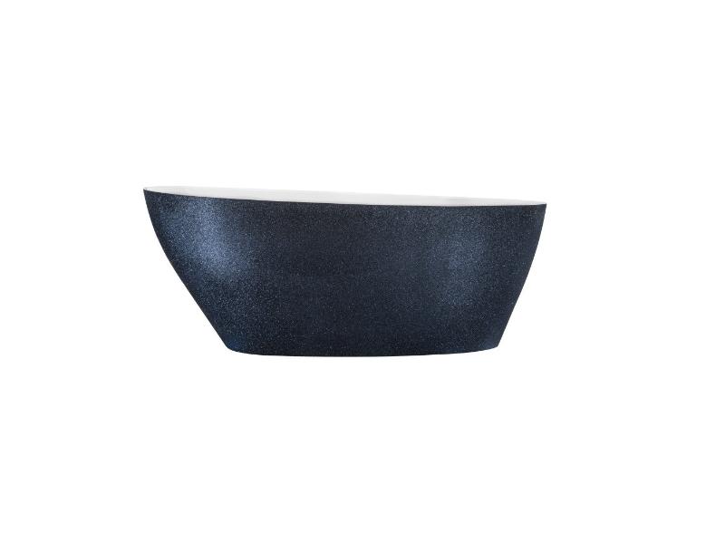 vana volně stojící z litého mramoru KEYA 1650x700 mm, GLAM03 grafit / bílá barva, sifon chrom