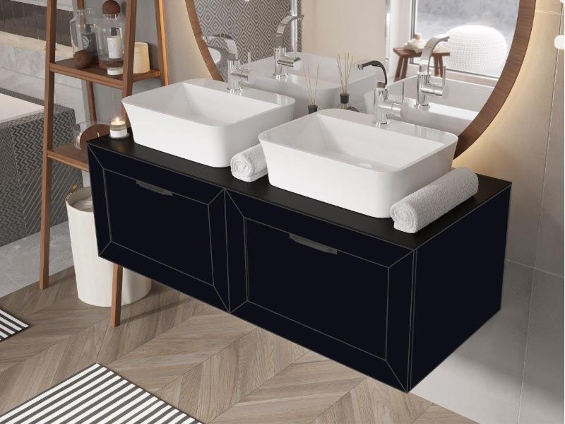 DEXA, spodní skříňka bez horní desky (80 x 50 x 40 cm), barva černá matná, madlo zlatá barva