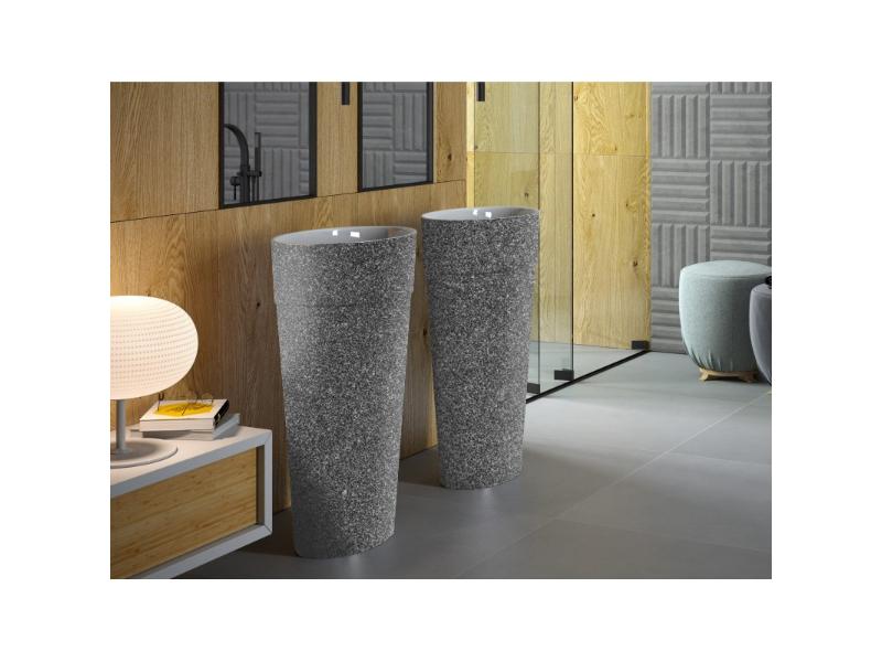 umyvadlo volně stojící UNIQA, z litého mramoru, 465x325x840 mm, GLAM03 grafit / bílá barva