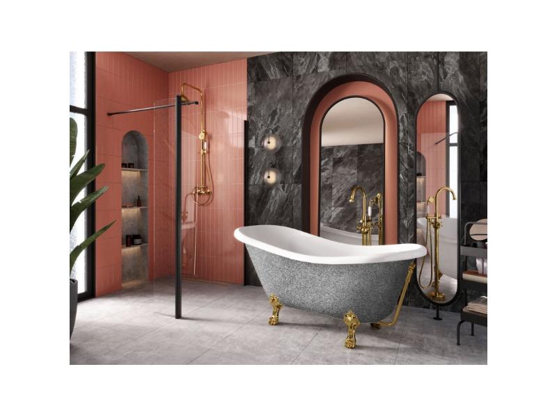 vana volně stojící OTYLIA, 1700 × 770 mm, GLAM02 stříbrná barva/bílá barva, nohy bílá barva