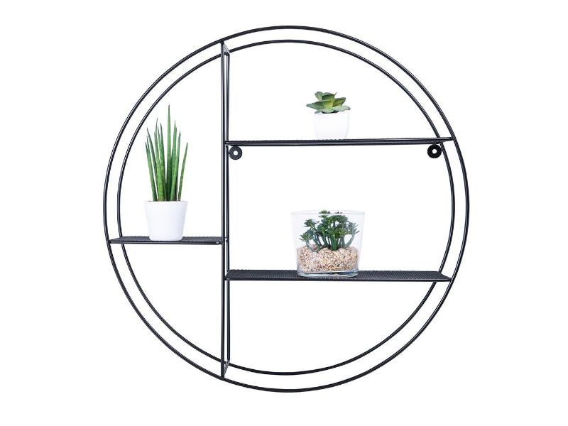 nástěnná drátěná polička, 53x53x12 cm, černá barva