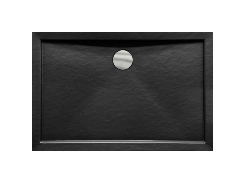 ALPINA - obdélníková sprchová vanička akrylátová 120x80x5,5cm, STONE EFFECT, černá barva