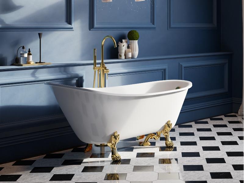 vana volně stojící OLAYA, 1600 × 680 mm, barva bílá, nohy bílá barva