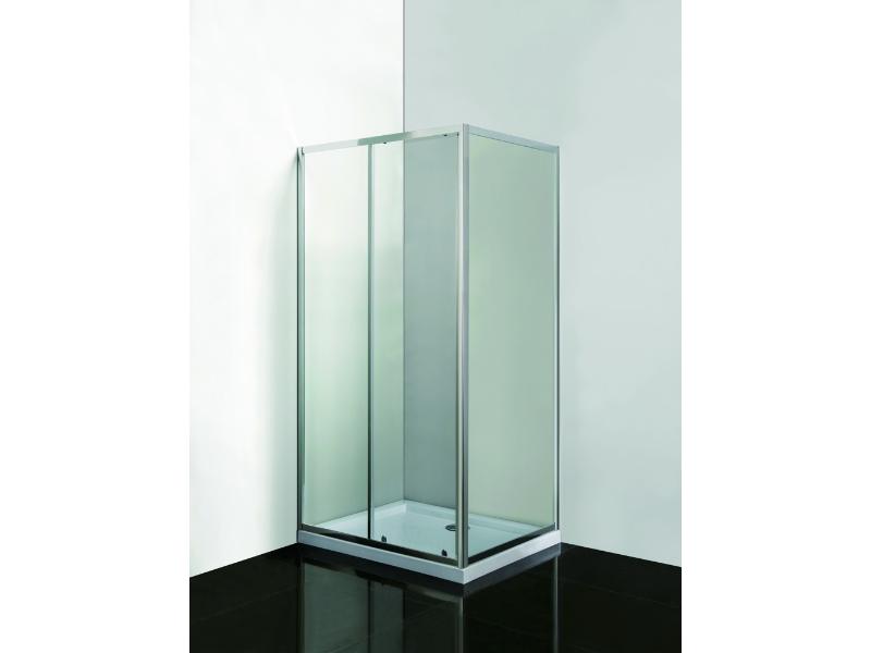 set obdélníkový kout SELVA + PINA 100x80x190 cm (chrom/čiré sklo) + vanička z litého mramoru