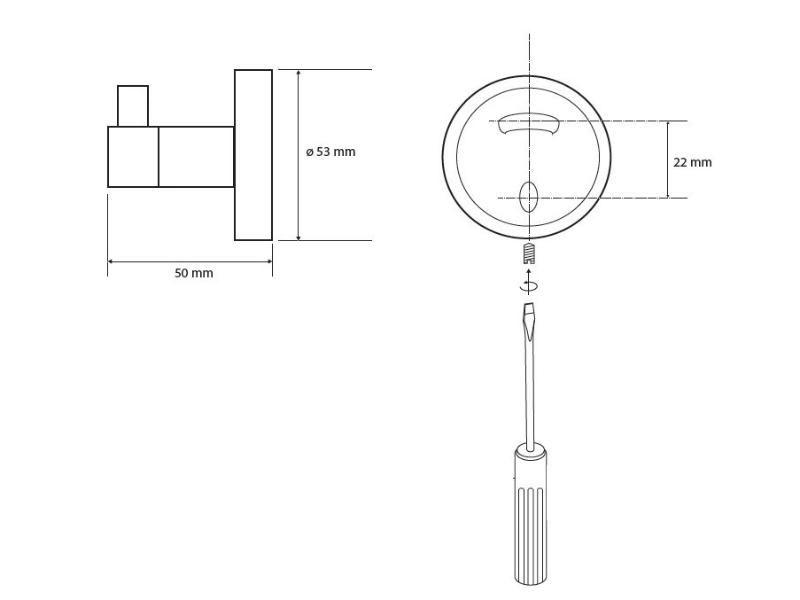 Věšáček, 55×55×50 mm, barva chrom