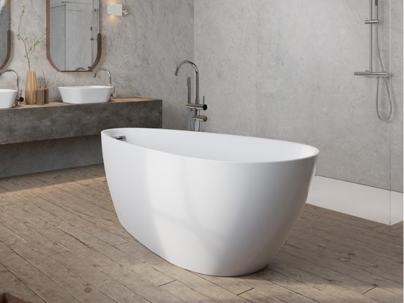 vana volně stojící GOYA A-LINE, 1700 × 800 mm, bílá barva, sifon chrom