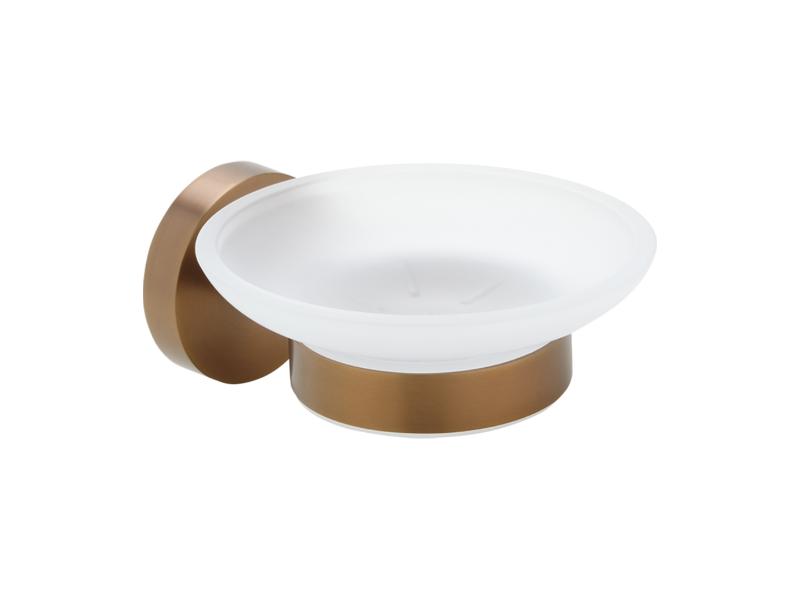 Mýdlenka skleněná, 110×55×129 mm, barva růžové zlato broušená