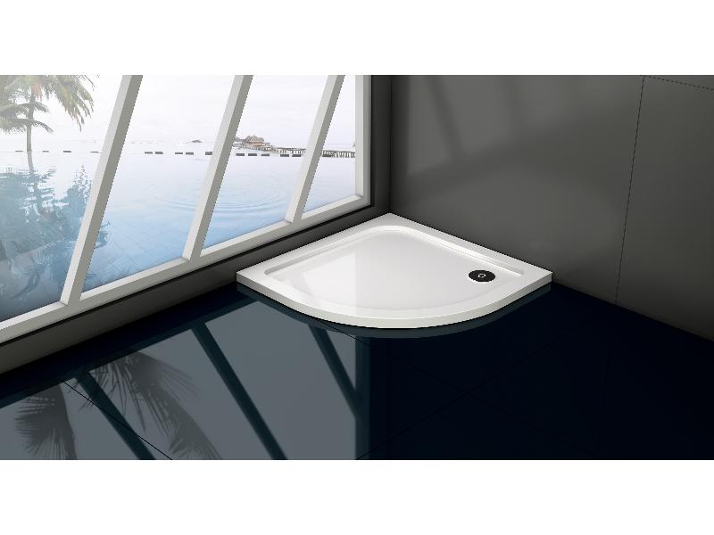 VENETS - vanička z litého mramoru, čtvrtkruh 800x800x30 mm, R550 (bez nožiček)