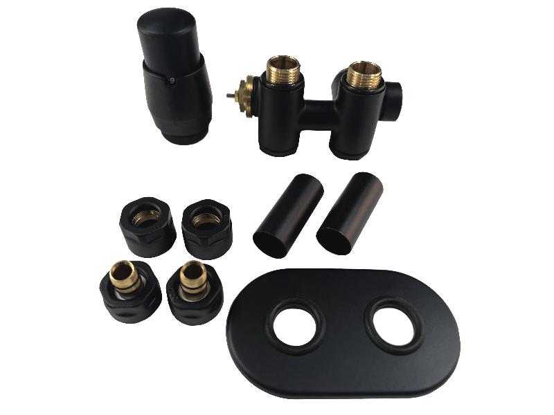 THERMCOMB-SET-LMB,střed.ventil s připoj.pro el. tyč,barva černá strukturální,komplet set,levá vari.