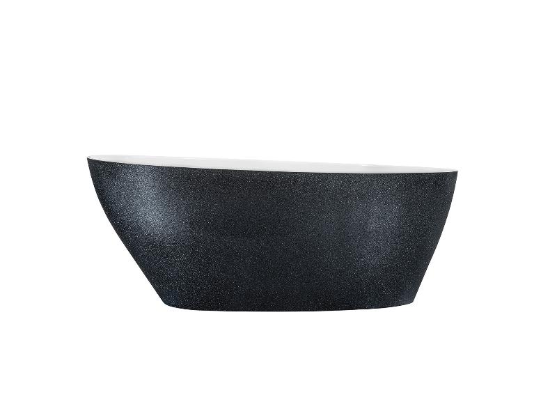 vana volně stojící z litého mramoru GOYA 1420x620 mm, GLAM03 grafit / bílá barva, sifon chrom