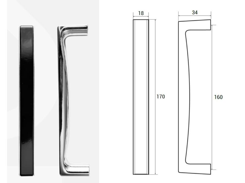 Madlo OXA k vanám Besco - chrom + bílá barva, délka 17 cm