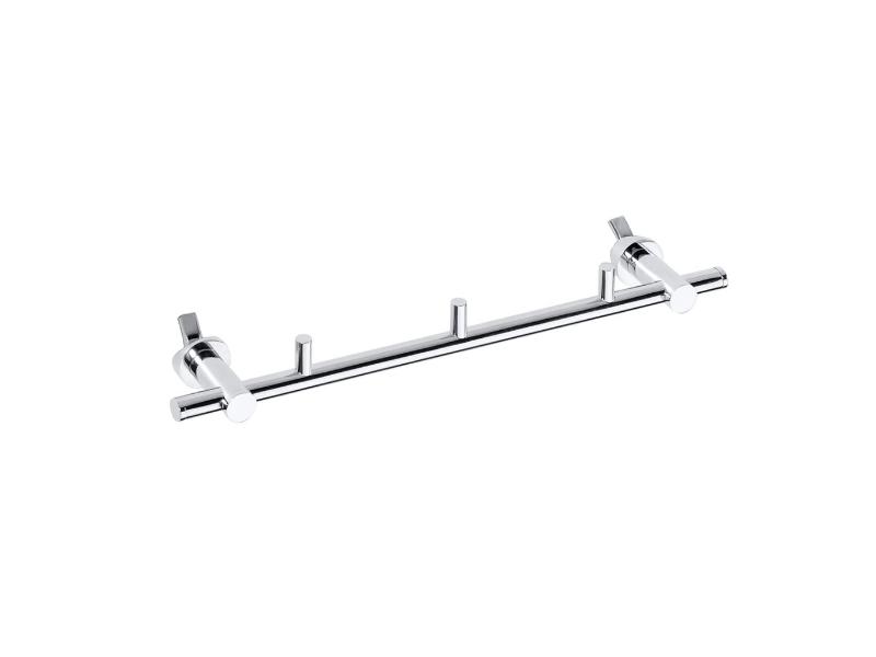 Držák ručníků na otopné těleso s věšáčky. 355 × 40 × 90 mm, chrom