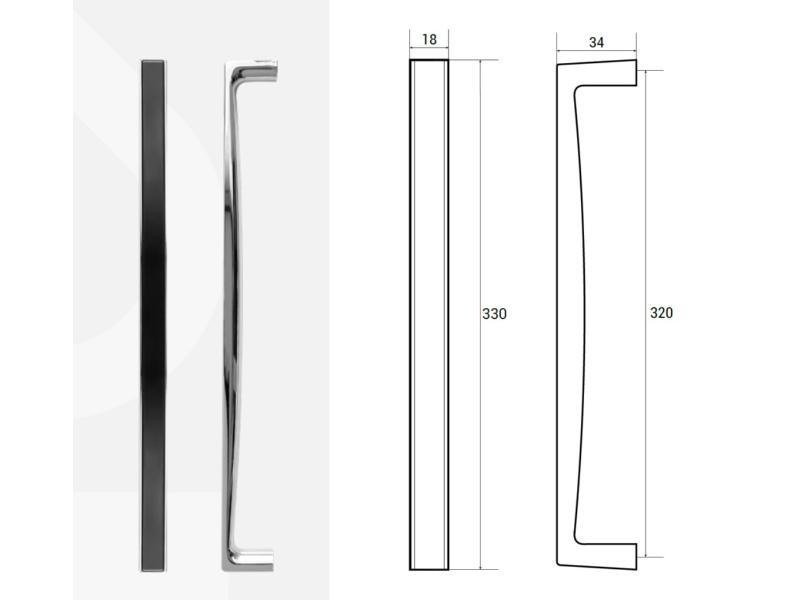 Madlo OXA LONG k vanám Besco - chrom + bílá barva, délka 33 cm