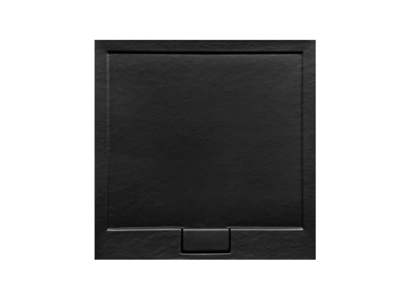 AXIM ČTVEREC akrylátová vanička, 90x90x4,5 cm, černá (STONE EFFECT), bez nožiček, včetně sifonu