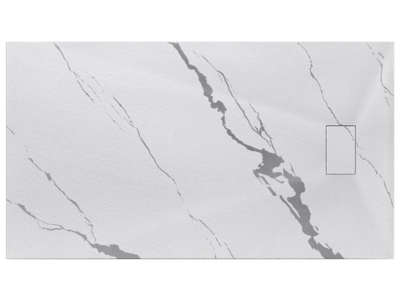 VEXO MARBLE OBDÉLNÍK, SMC vanička, 100x80x3,2 cm, bílá barva, bez nožiček, včetně sifonu
