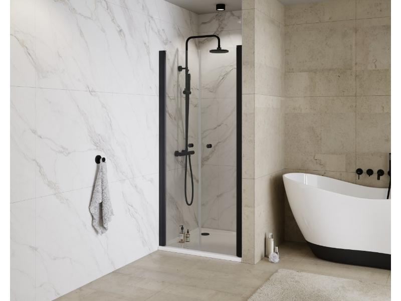 SINCO DUE BLACK, dveře do niky, 90 x 195 cm (černá barva, čiré)