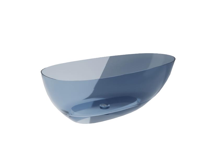 vana volně stojící ze san. kompozitu XARA, 1600 x 750 mm, modrá barva, černý sifon