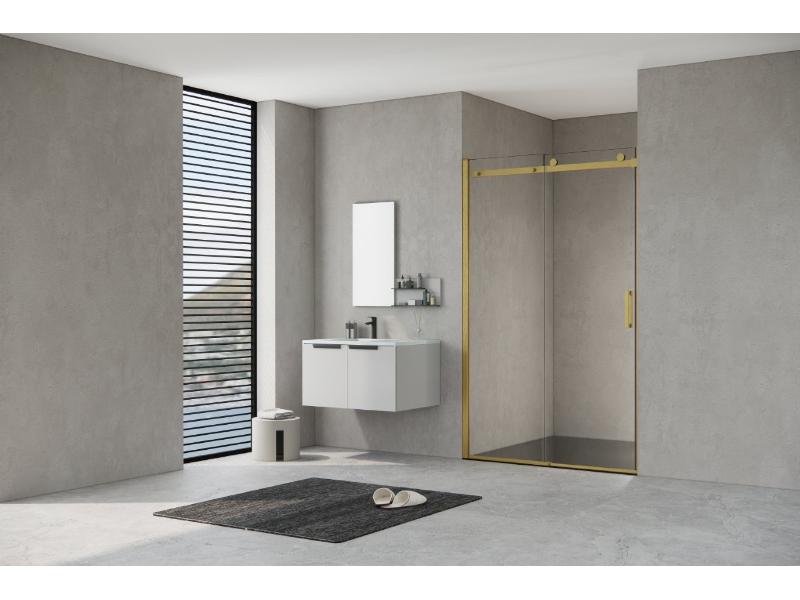 BELVER GOLD NEW 110x195 cm, broušená zlatá, čiré sklo