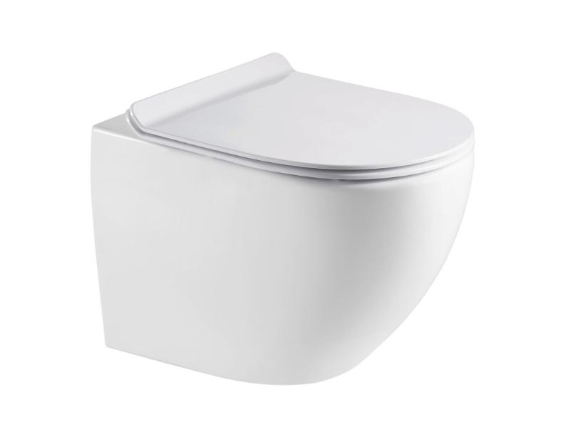 ARCO LONGER RIMLESS závěsné wc rimless + SLIM sedátko soft-close, oválný, 52×36,5×36 cm