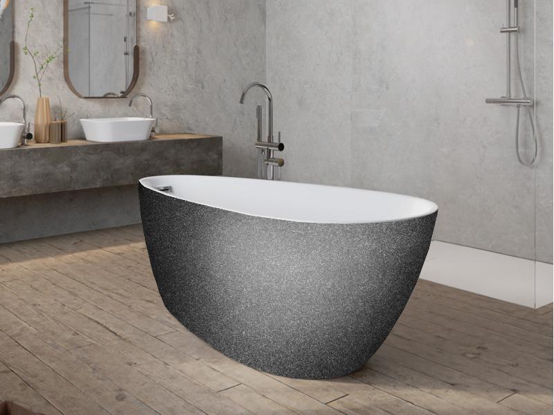 vana volně stojící GOYA A-LINE, 1700 × 800 mm, GLAM03 grafitová barva/bílá barva, sifon chrom