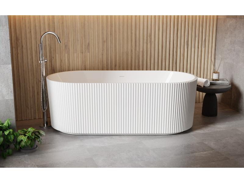 vana volně stojící GIULIANA, 1700 × 800 mm, bílá barva, bílý sifon s přepadem