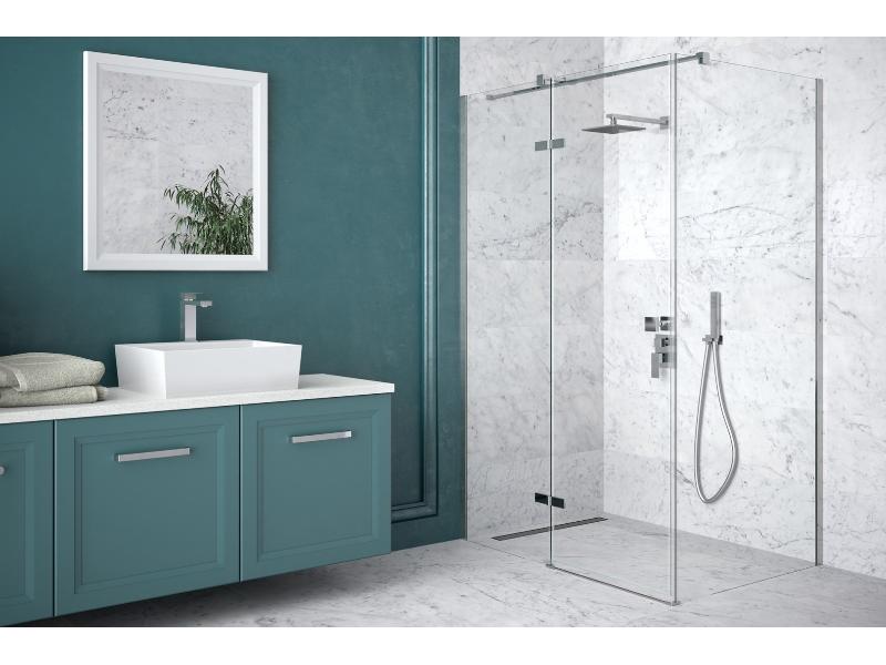 PIXA, obdélník, 120 × 80 × 195 cm, pravé provedení, chrom, čiré sklo