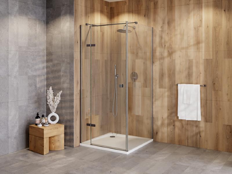 PIXA GRAFIT, obdélník, 120 × 80 × 195 cm, levé provedení, barva grafit, čiré sklo