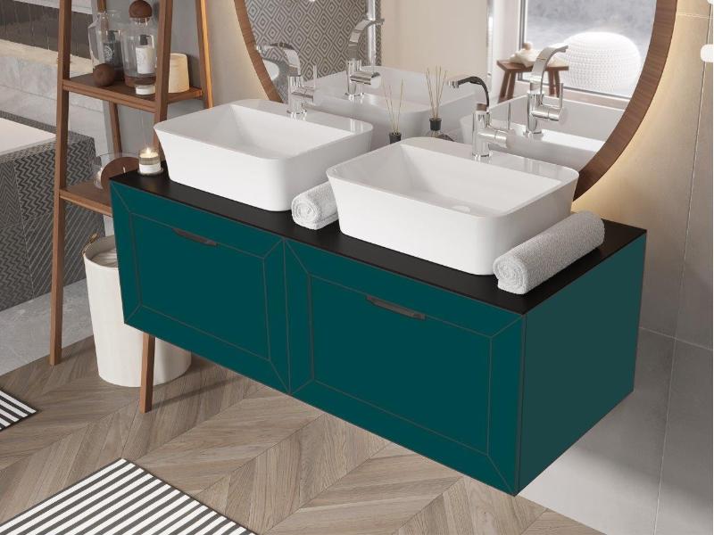 DEXA, spodní skříňka bez horní desky (60 x 50 x 40 cm), barva zelená matná, madlo černá barva