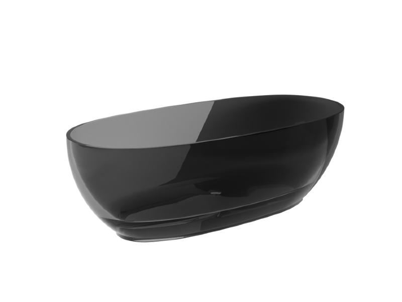 vana volně stojící ze san. kompozitu MEXA, 1700 × 780 mm, černá barva, sifon chrom