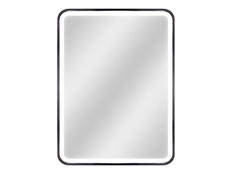 BORKEN BLACK - zrcadlo s LED osvětlením 600x800 mm, rám - hliník (černá barva)