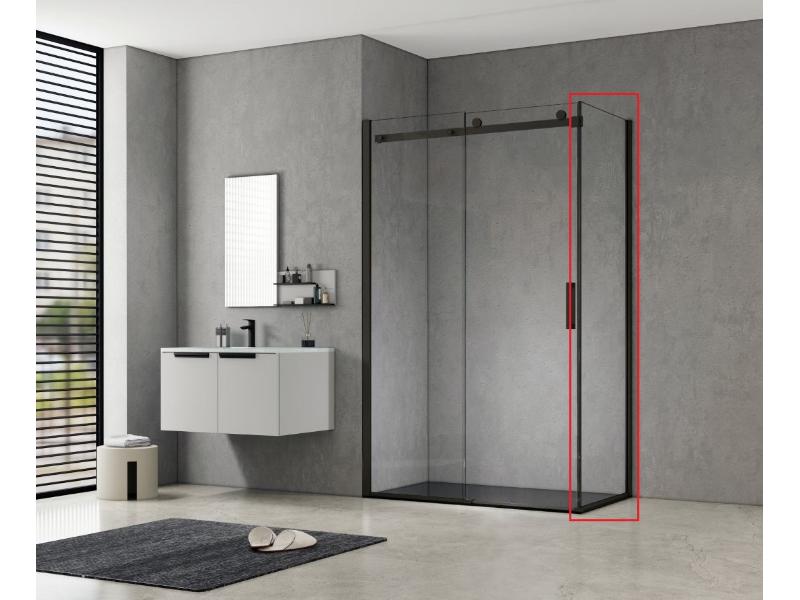 pevné sklo BELVER BLACK NEW 90x195 cm, černá barva, čiré sklo