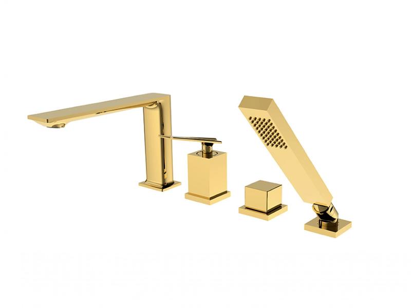 Vanová 4-otvorová baterie s příslušenstvím ASPIRA, zlatá barva