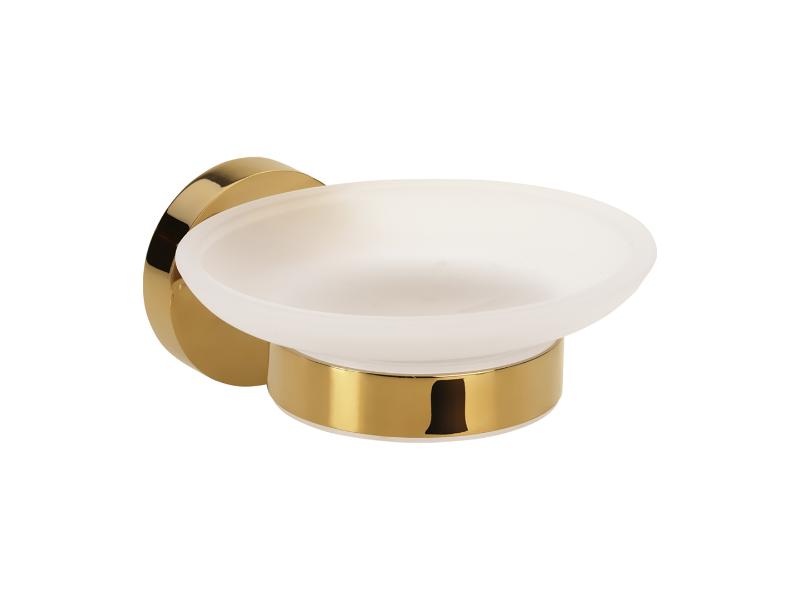 Mýdlenka skleněná, 110×55×129 mm, barva zlatá lesklá