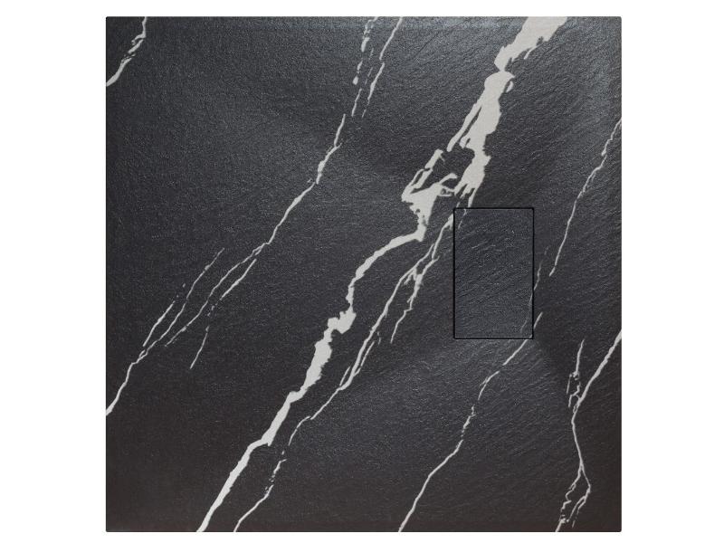 VEXO MARBLE ČTVEREC, SMC vanička, 80x80x3,2 cm, černá barva, bez nožiček