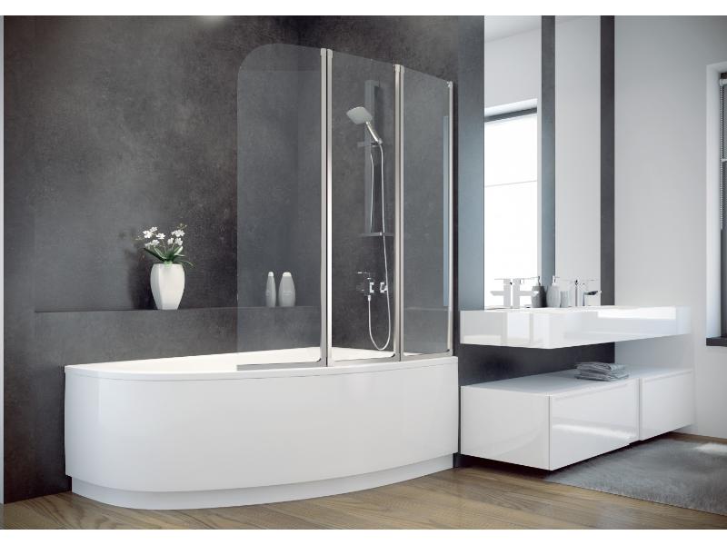 AMBITION 3, vanová zástěna 123,5 x 139 cm, chrom, čiré sklo