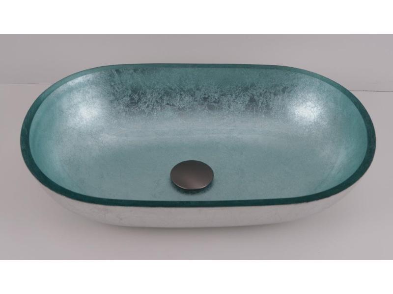 LEIDEN, skleněné umyvadlo, 55 x 34 cm x výška 12 cm, oválné